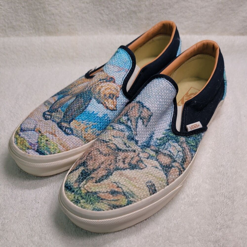 VANS Classic Slip-On Shoes Cali Tapestry Forest Bears  Men Sz 11